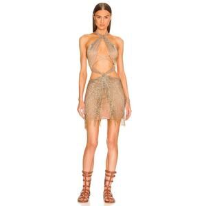 DUNDAS xRevolve Cher Embellished Mini Dress in Gold Size M